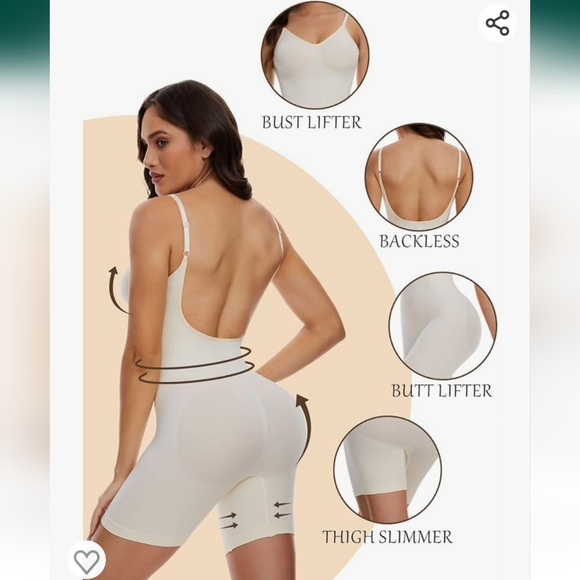 NWOT SHAPERIN Ribbed Mid-Thigh Bodysuit Shapewear Seamless Body Shaper, … - Picture 2 of 6